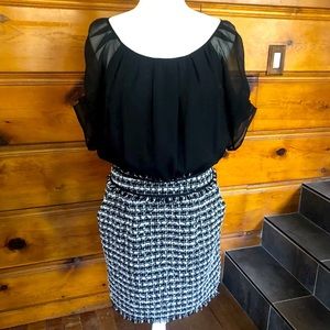 Guess Chiffon & Tweed Dress